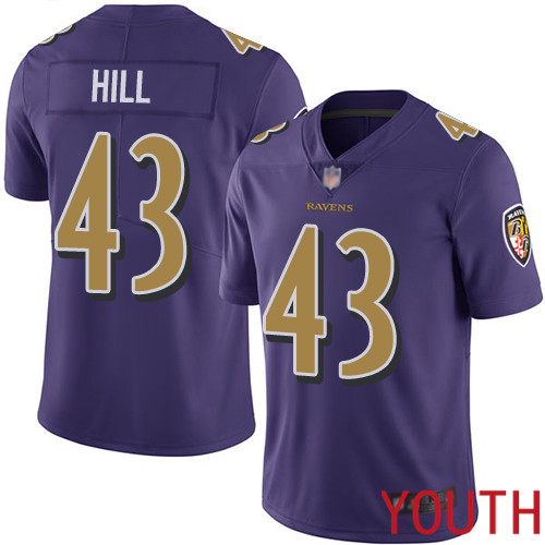 Baltimore Ravens Limited Purple Youth Justice Hill Jersey NFL Football 43 Rush Vapor Untouchable